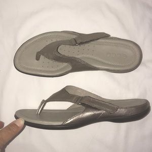 Ecco Metallic Leather Velcro Sandals